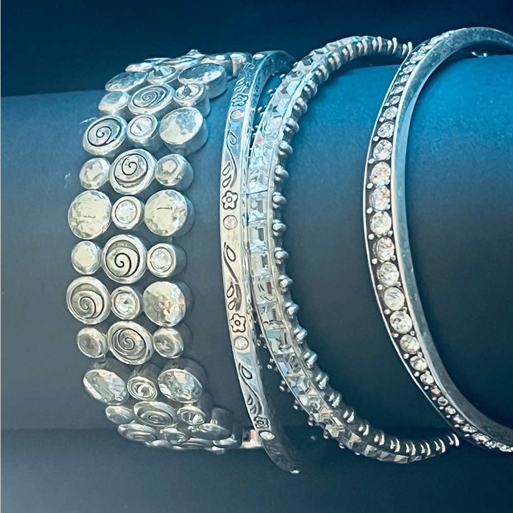 Brighton Set of 4 Silver and Swarovski Bracelets